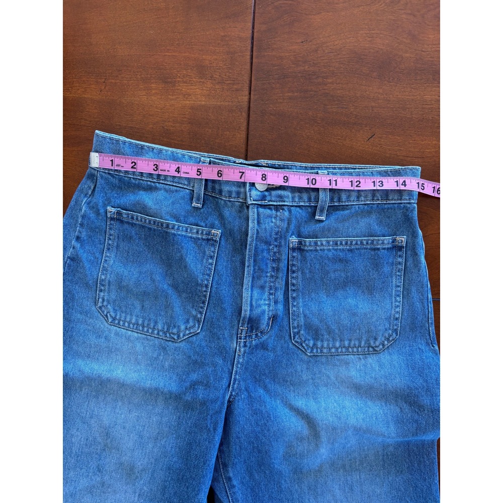 Veronica Beard Grant Wide Leg Extra High Rise Jeans Cape Wash 29 Patch Pocket LA - Picture 4 of 14